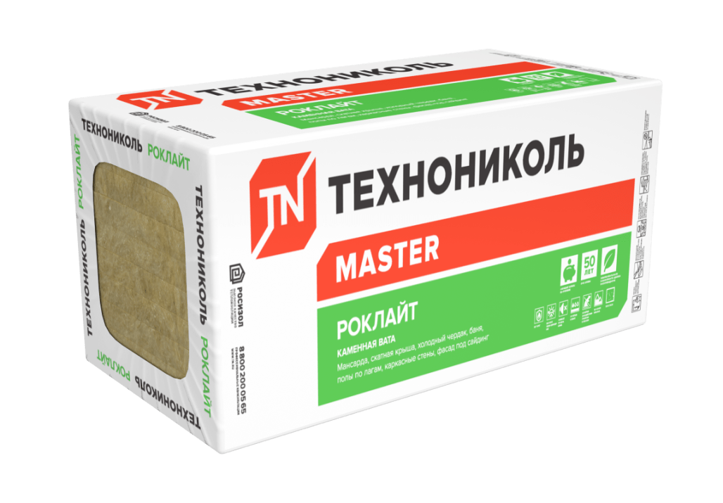 Утеплитель Технониколь Роклайт 1200х600х100 мм 4.32 м2 (6 плит, уп. 0,432м3)